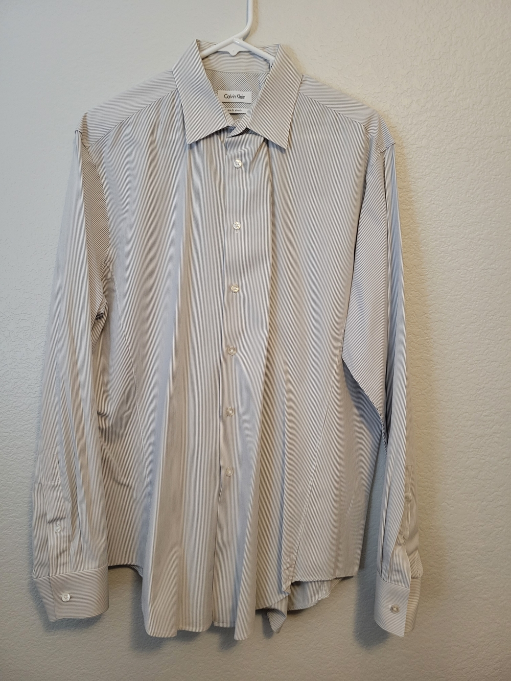 Calvin Klein Slim Fit Men's Black Pinstripe Dress Shirt